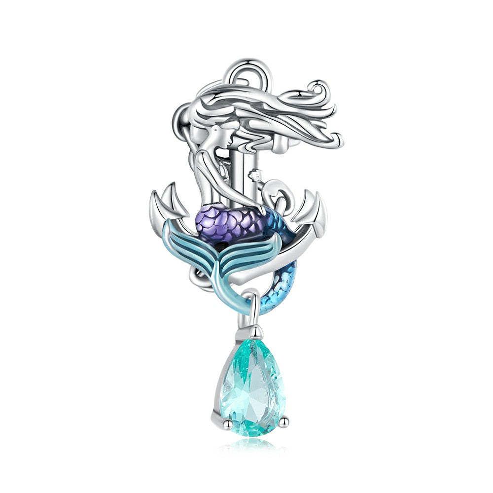 Ciondolo pendente con ancora a sirena in argento sterling 925 yb2266