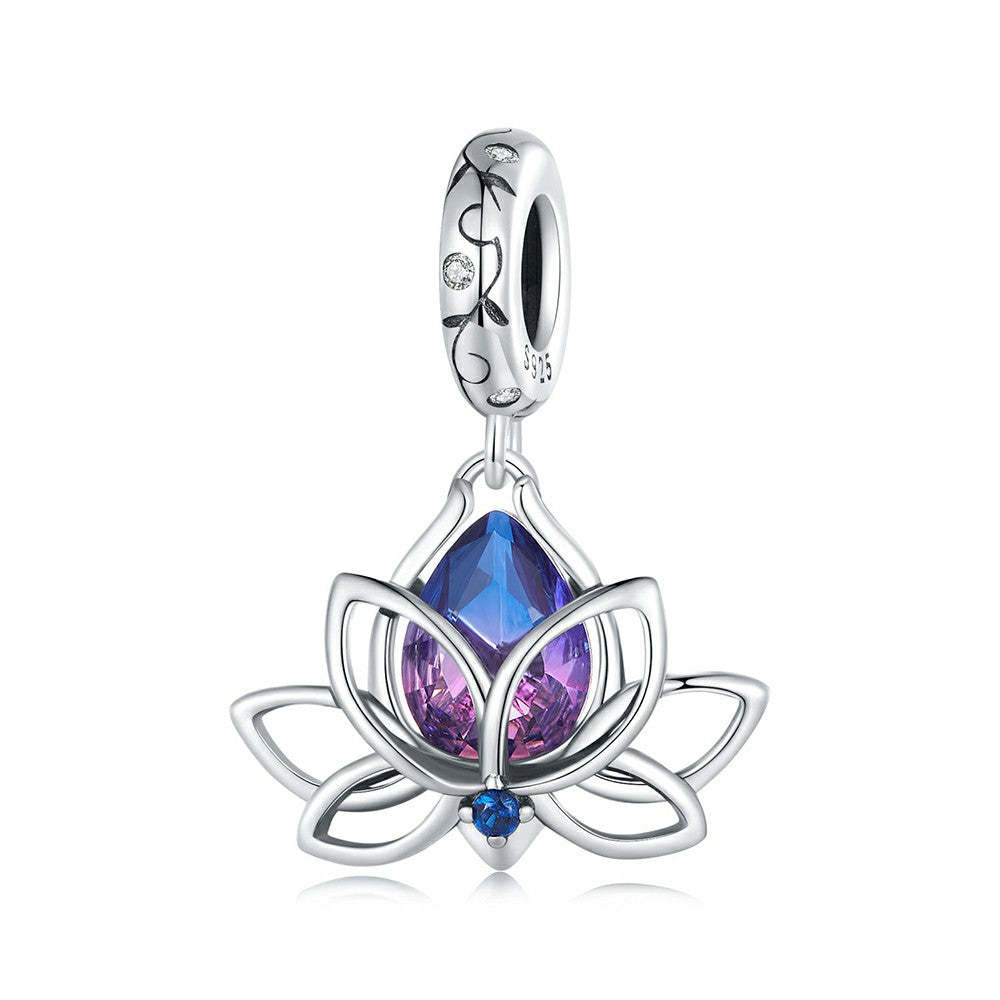 Ciondolo pendente loto viola in argento sterling 925 yb2276