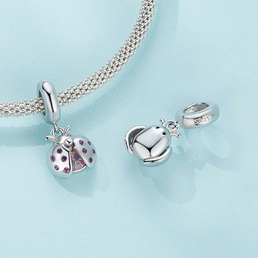 Ciondolo pendente coccinella fortunata in argento sterling 925 yb2305