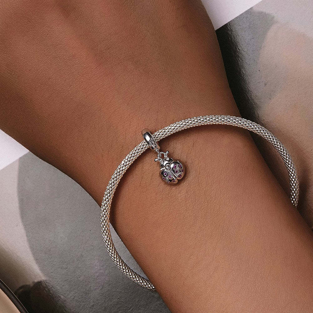 Ciondolo pendente coccinella fortunata in argento sterling 925 yb2305