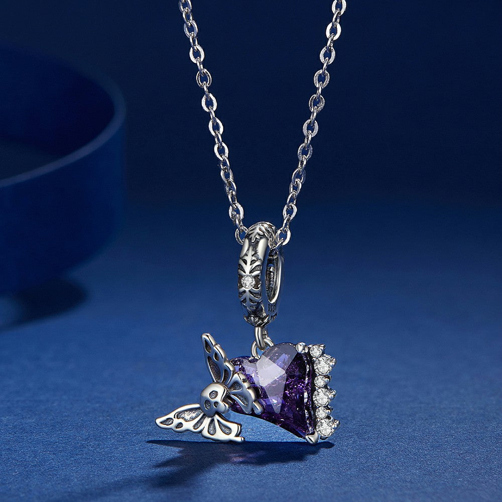 skull butterfly dangle charm 925 sterling silver yb2311