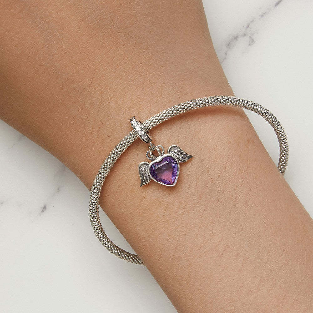 ciondolo pendente con ali a forma di cuore in argento sterling 925 yb2314