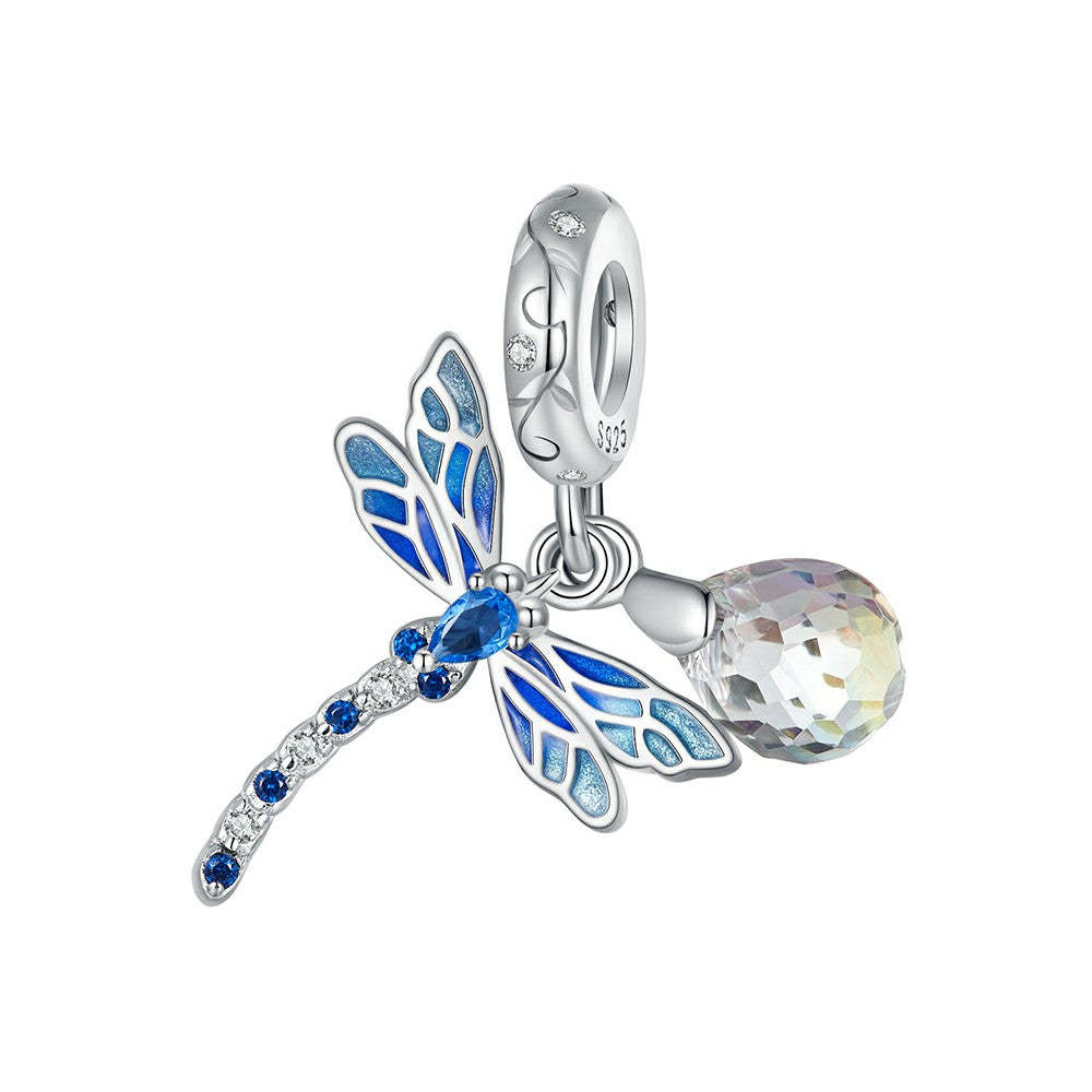 Ciondolo pendente libellula e goccia d'acqua in argento sterling 925 yb2316