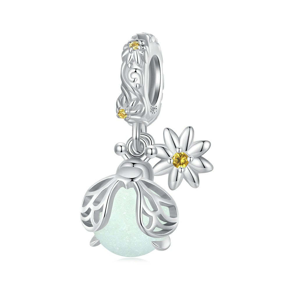 Ciondolo pendente lucciola che si illumina al buio in argento sterling 925 yb2317