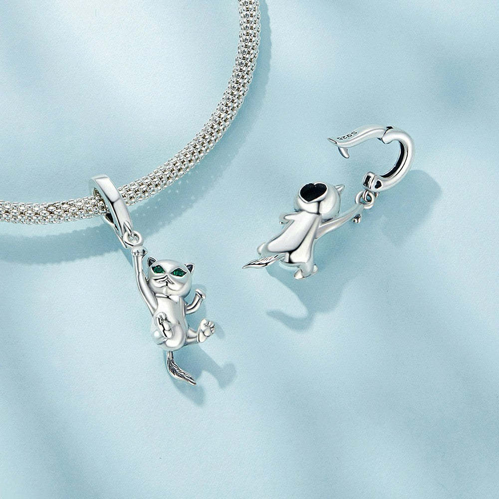 ciondolo pendente con fibbia con apertura e chiusura gatto in argento sterling 925 yb2324