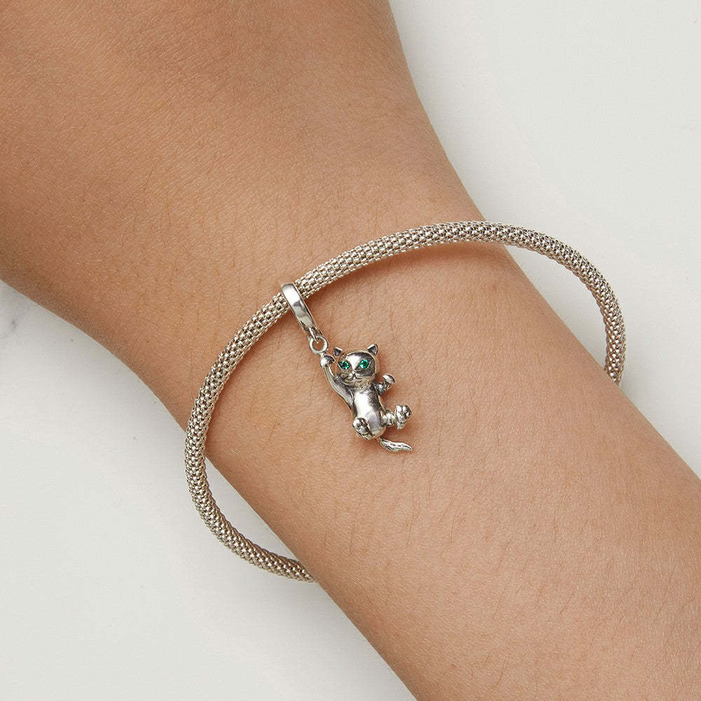 ciondolo pendente con fibbia con apertura e chiusura gatto in argento sterling 925 yb2324