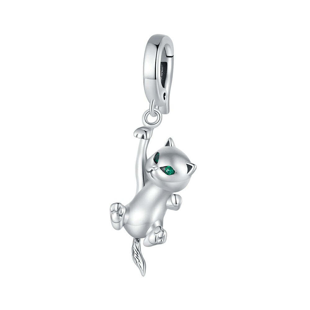 ciondolo pendente con fibbia con apertura e chiusura gatto in argento sterling 925 yb2324