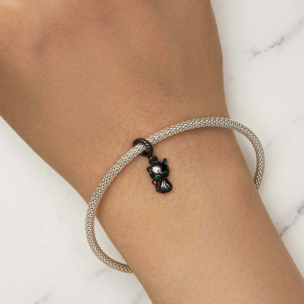ciondolo pendente gatto nero in argento sterling 925 yb2334