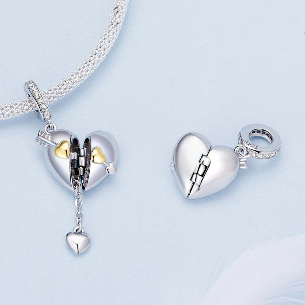 ciondolo pendente a forma di cuore che può essere aperto e chiuso argento sterling 925 felice giorno di San Valentino yb2377
