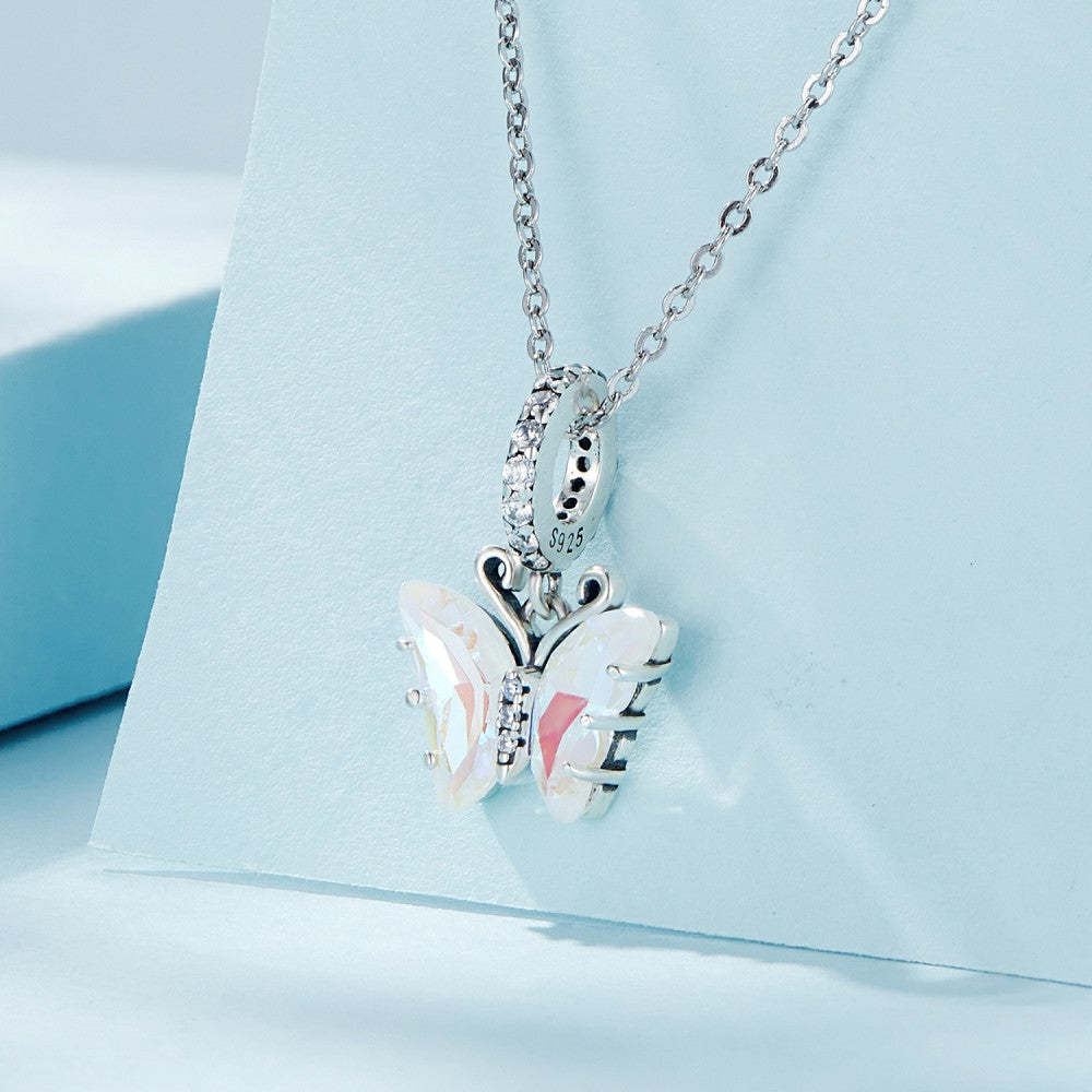 ciondolo pendente farfalla rosa aurora in argento sterling 925 yb2381
