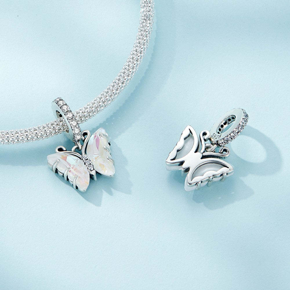 ciondolo pendente farfalla rosa aurora in argento sterling 925 yb2381