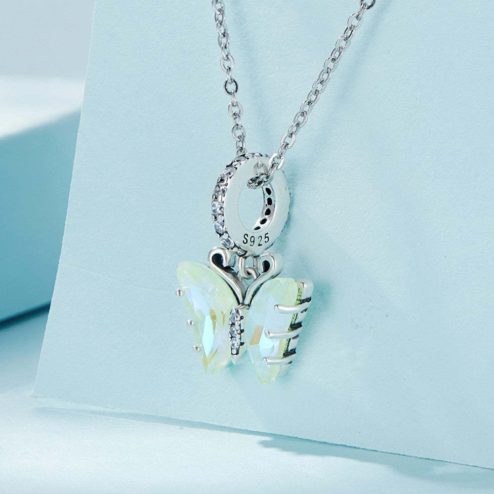 ciondolo pendente farfalla verde aurora in argento sterling 925 yb2382