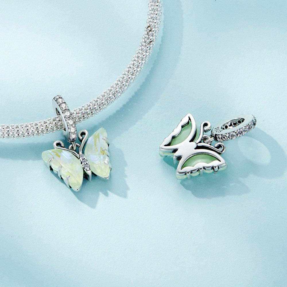 ciondolo pendente farfalla verde aurora in argento sterling 925 yb2382