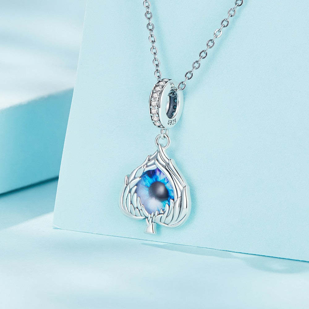 Ciondolo pendente piuma malocchio in argento sterling 925 yb2387