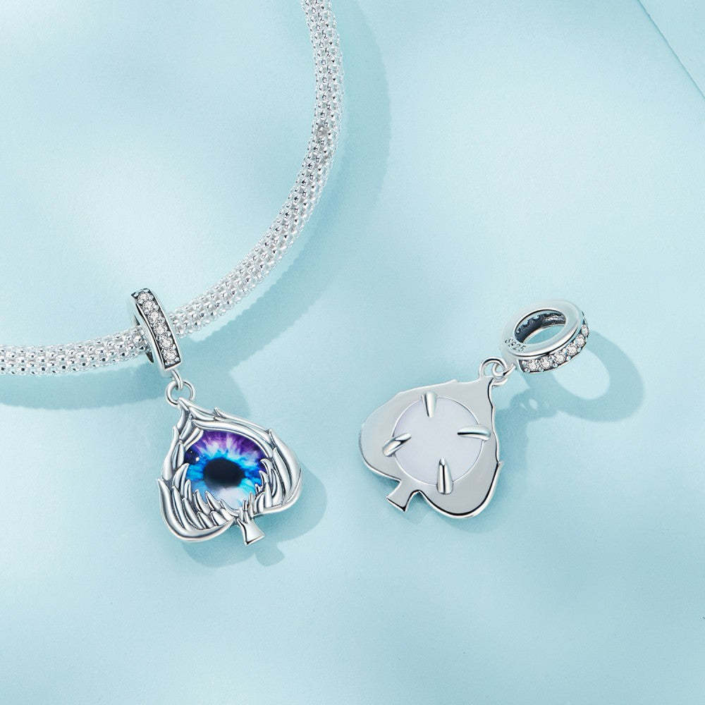 Ciondolo pendente piuma malocchio in argento sterling 925 yb2387
