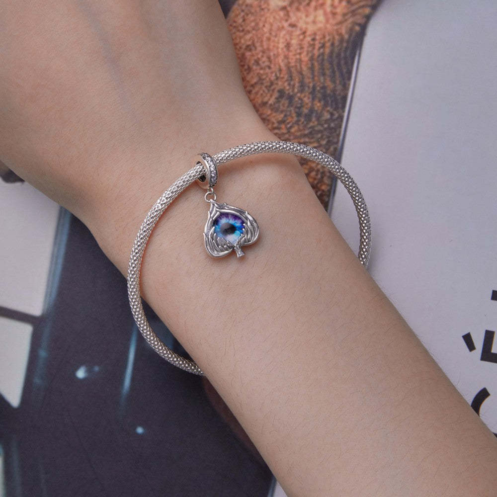Ciondolo pendente piuma malocchio in argento sterling 925 yb2387