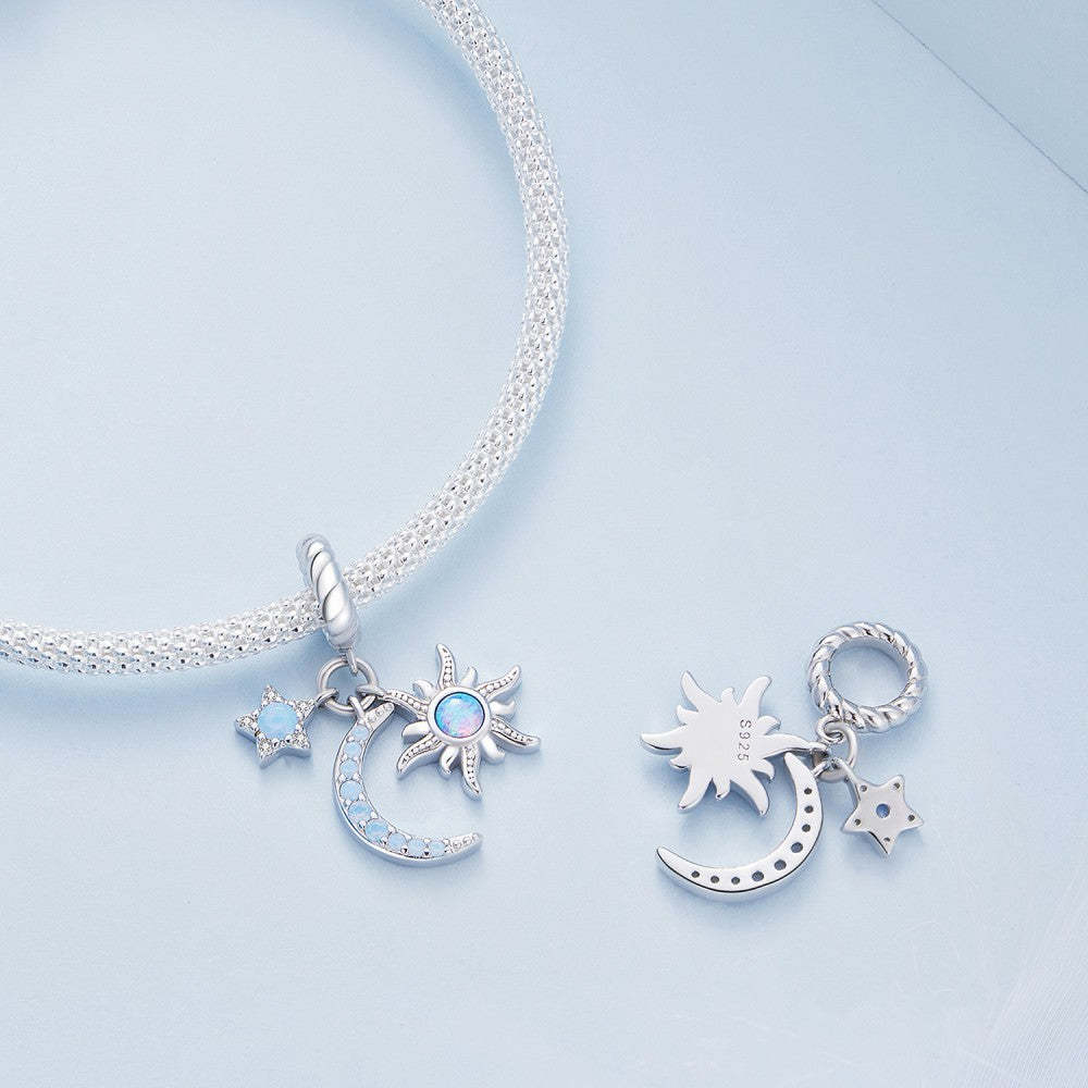 Ciondolo pendente sole luna e stella in argento sterling 925 yb2388