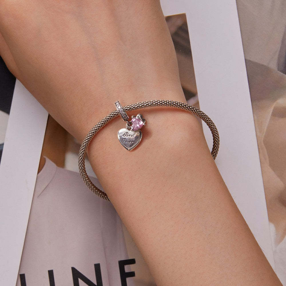 Ciondolo pendente rosa con zampa a cuore del migliore amico, regalo in argento sterling 925 per gli amanti degli animali domestici yb2389