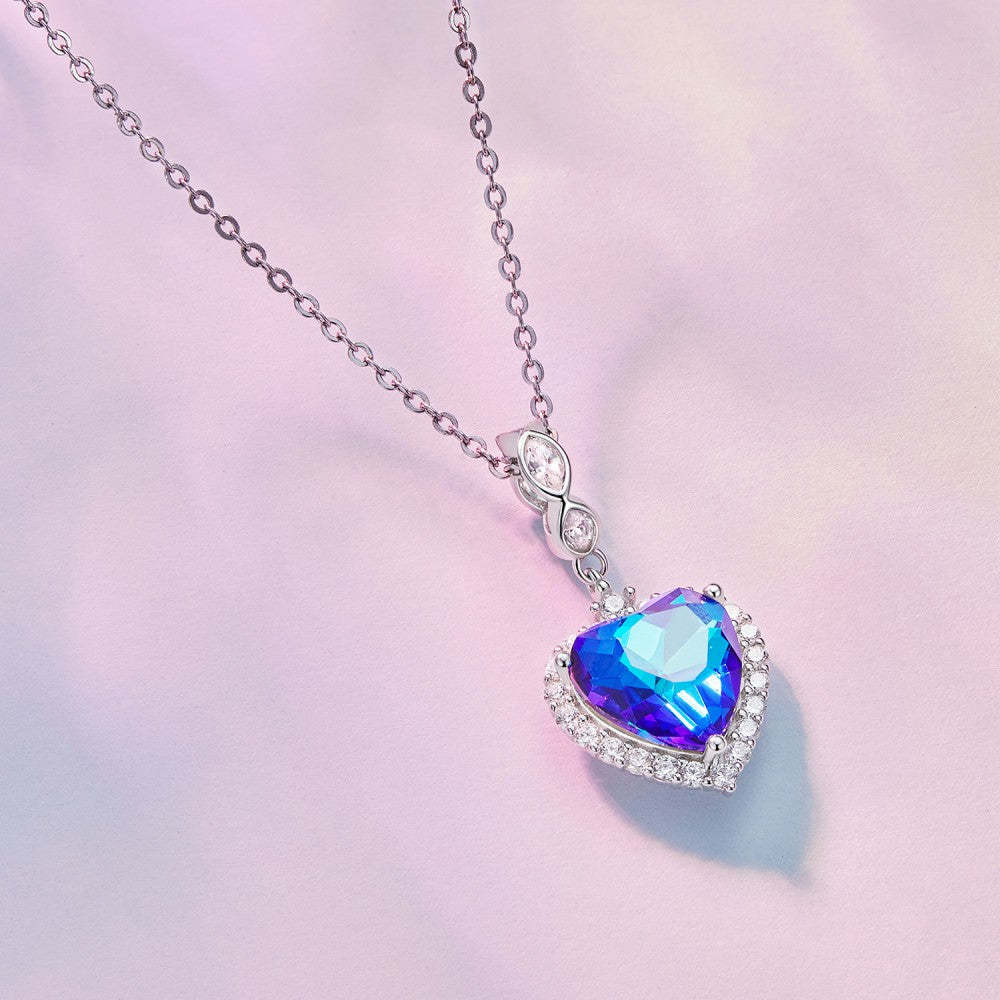 Ciondolo pendente blu con cuore marino e amore, regali in argento sterling 925 per lei yb2393