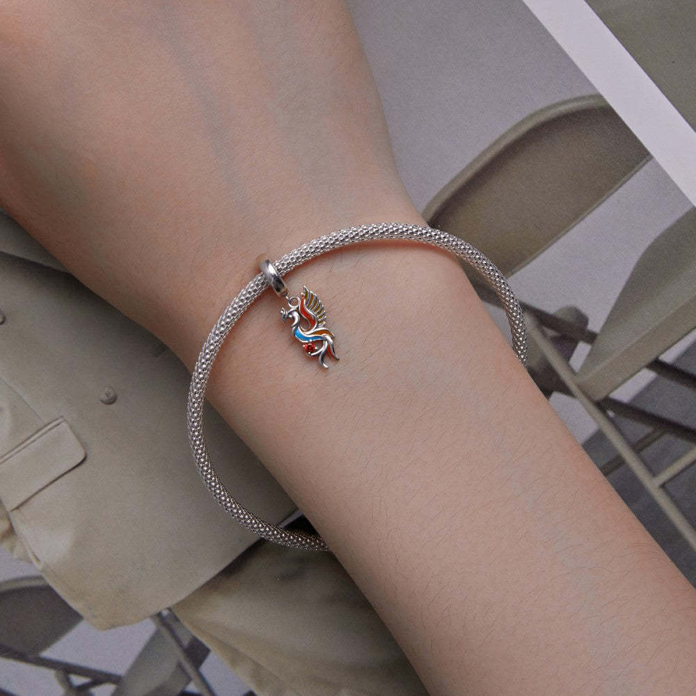 ciondolo pendente fenice multicolore in argento sterling 925 yb2396
