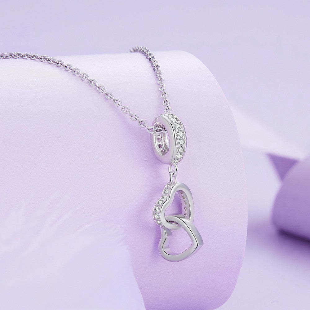 Ciondolo pendente amore cuore a cuore in argento sterling 925 yb2398