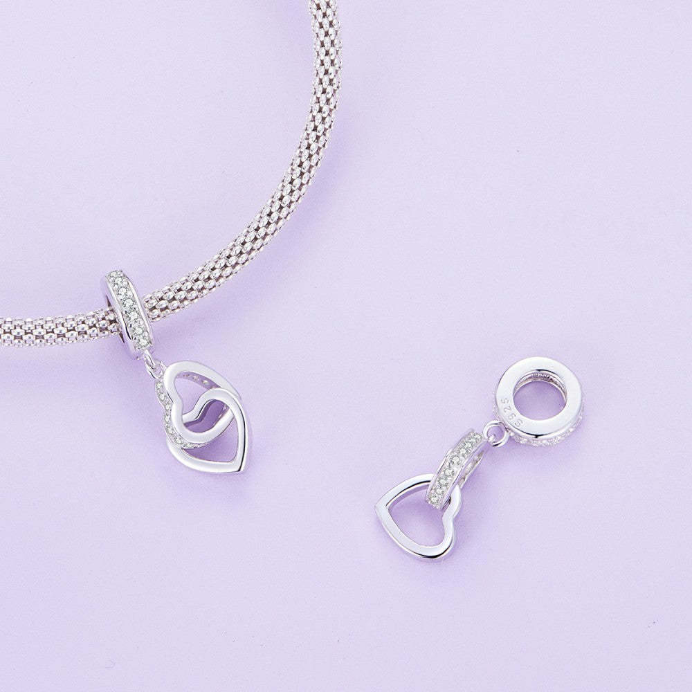 Ciondolo pendente amore cuore a cuore in argento sterling 925 yb2398