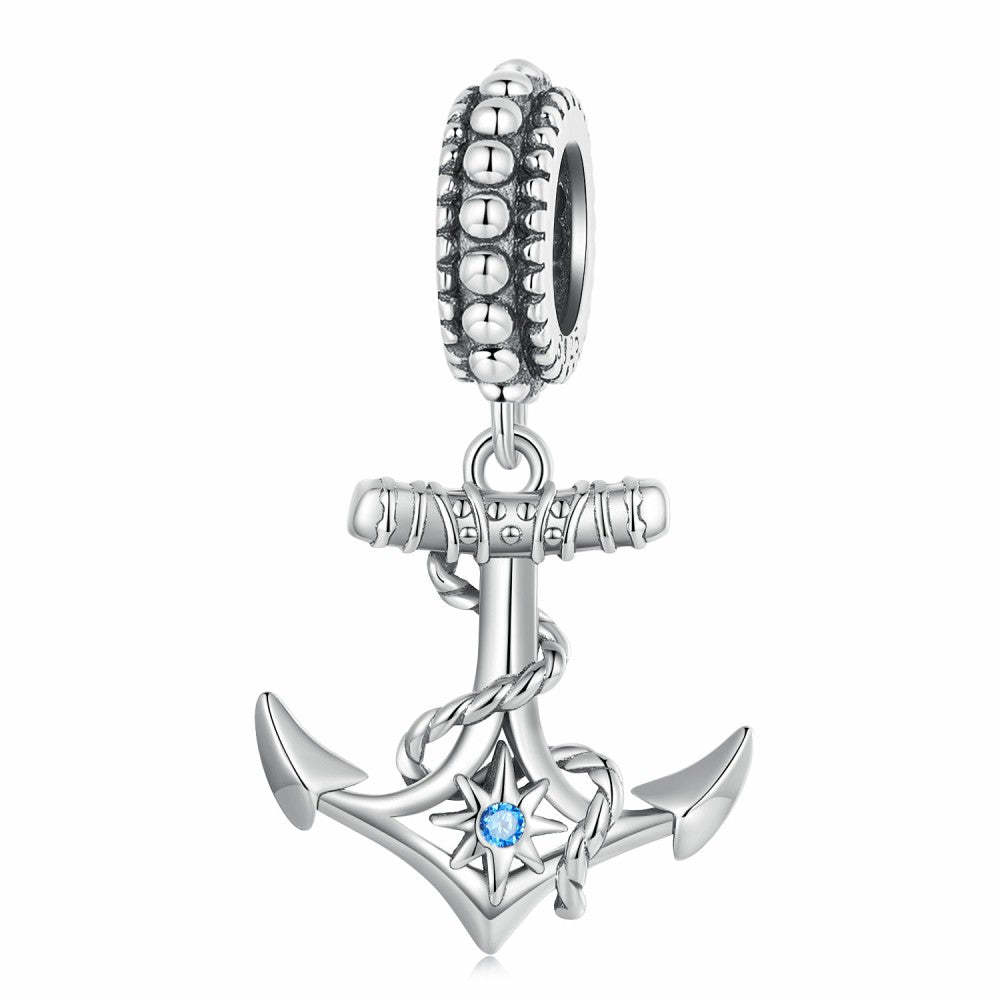 ancora con ciondolo pendente stella blu in argento sterling 925 yb2414