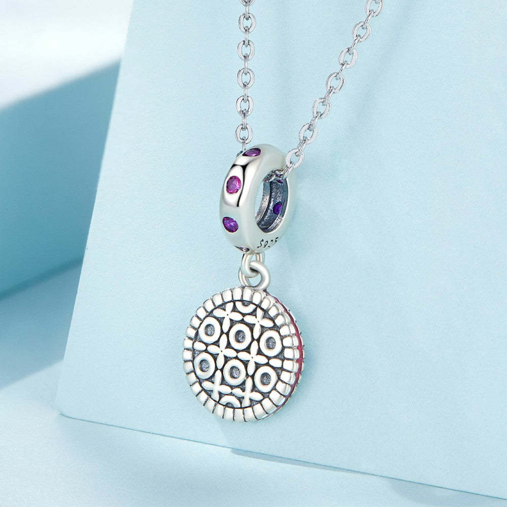 Ciondolo pendente biscotto alla fragola in argento sterling 925 yb2415