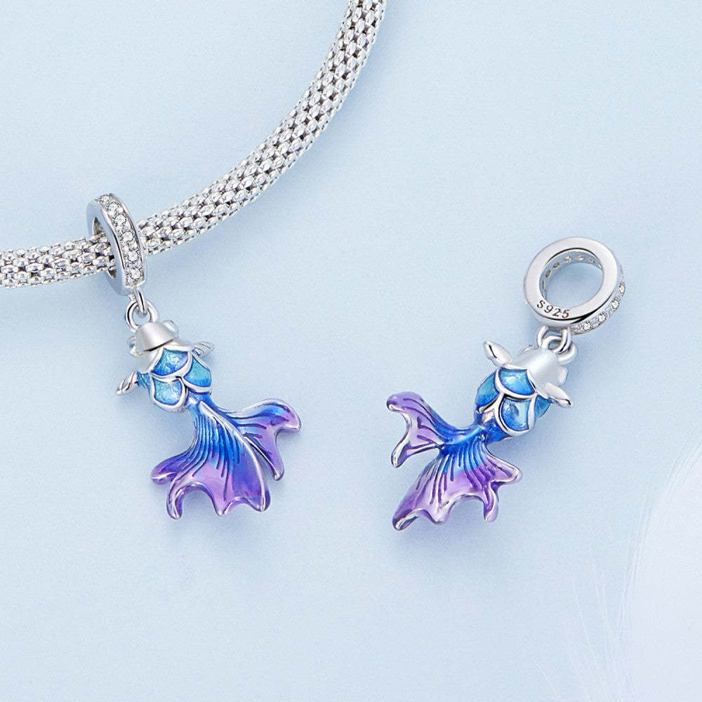 ciondolo pendente koi blu in argento sterling 925 yb2433