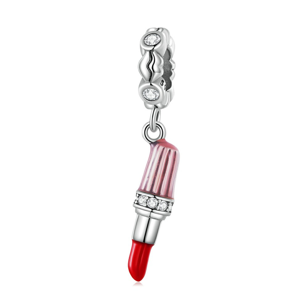 ciondolo pendente rossetto rosso in argento sterling 925 yb2440