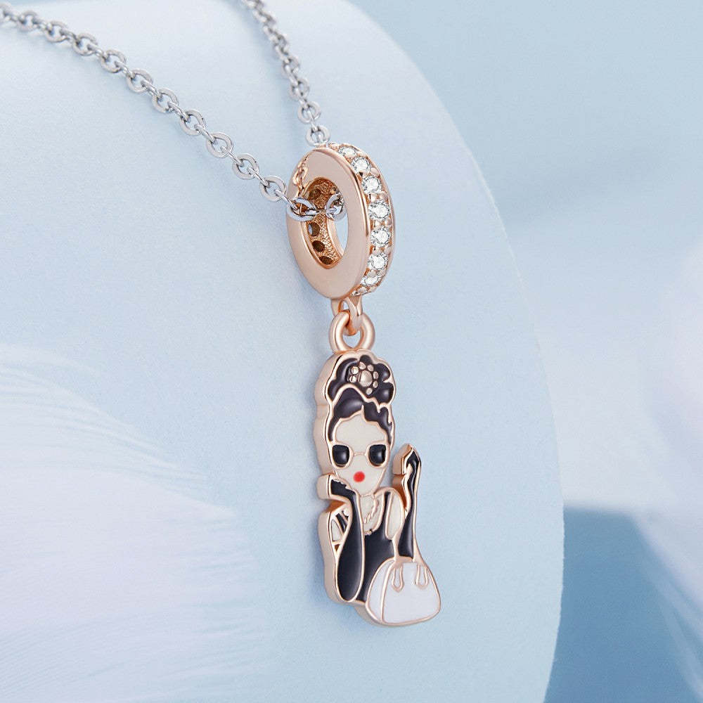 Ciondolo pendente della dea Hepburn in argento sterling 925 yb2455