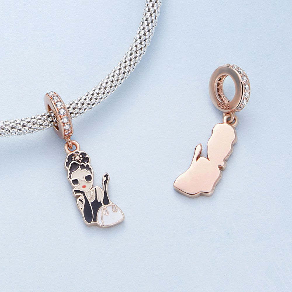 Ciondolo pendente della dea Hepburn in argento sterling 925 yb2455