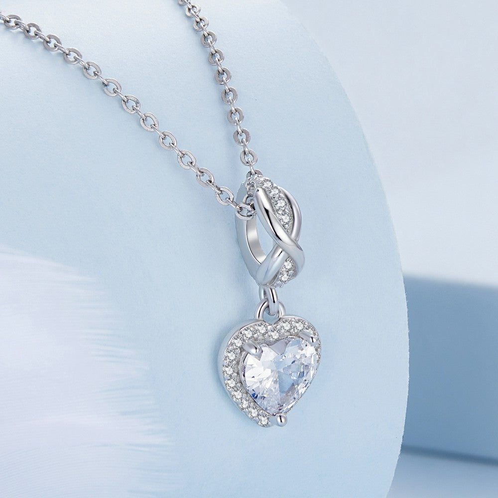 shining heart dangle charm 925 sterling silver yb2460