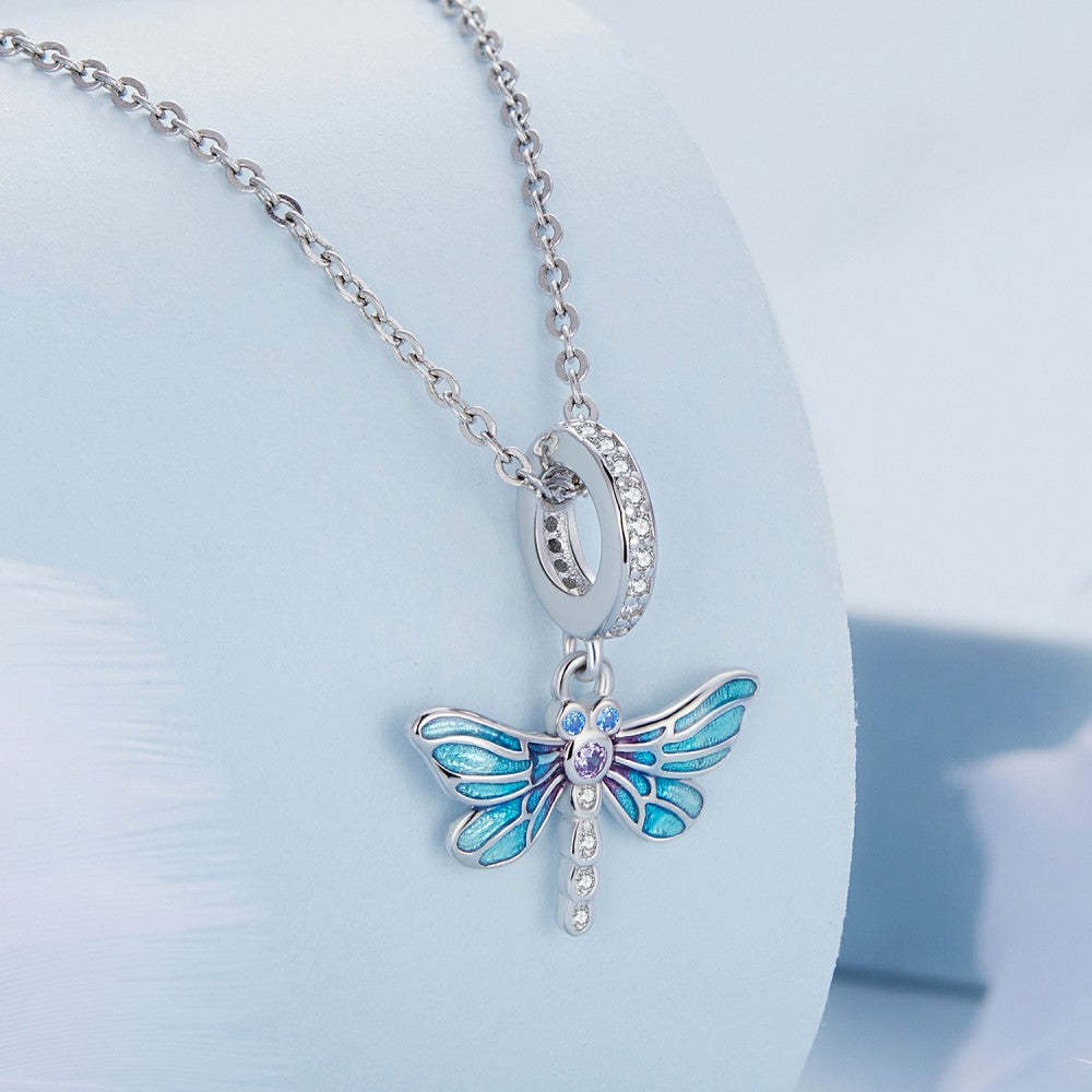 Ciondolo pendente libellula blu in argento sterling 925 yb2461