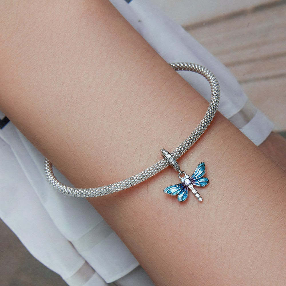 Ciondolo pendente libellula blu in argento sterling 925 yb2461