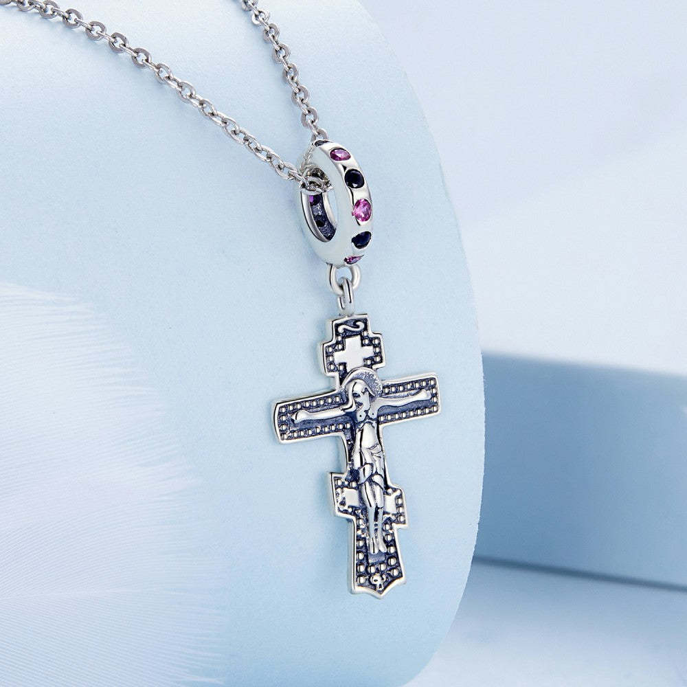 ciondolo pendente croce di Gesù in argento sterling 925 yb2462