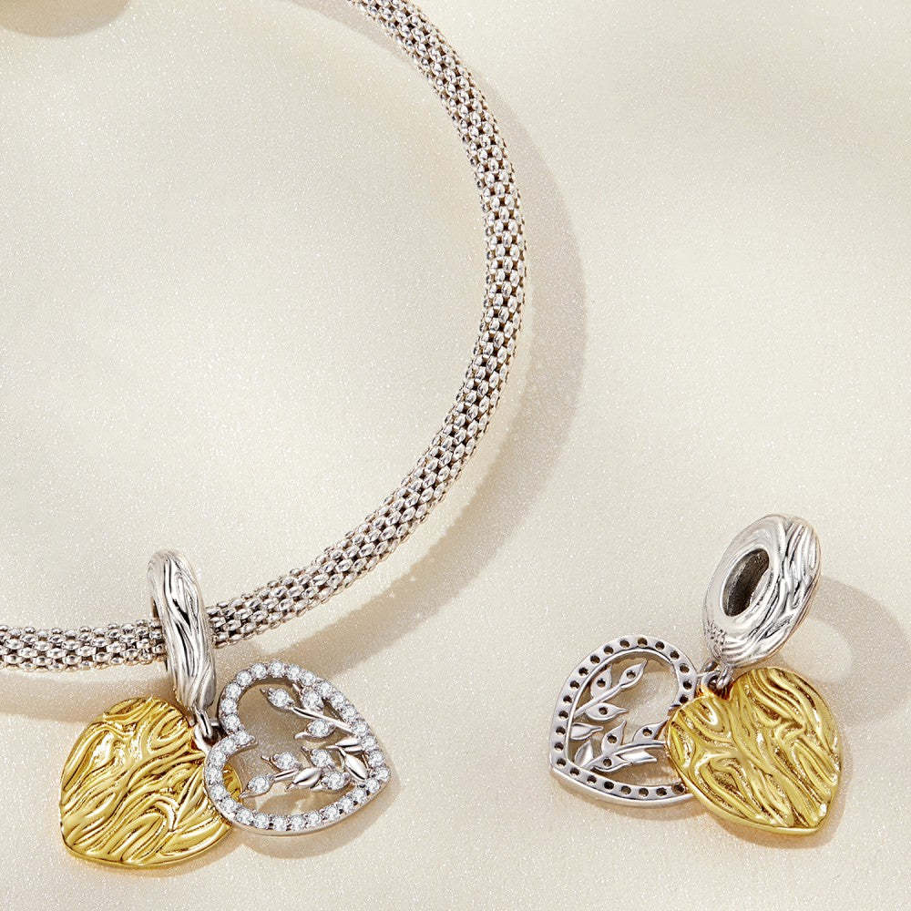 Ciondolo pendente con foglie a cuore in argento sterling 925 yb2465