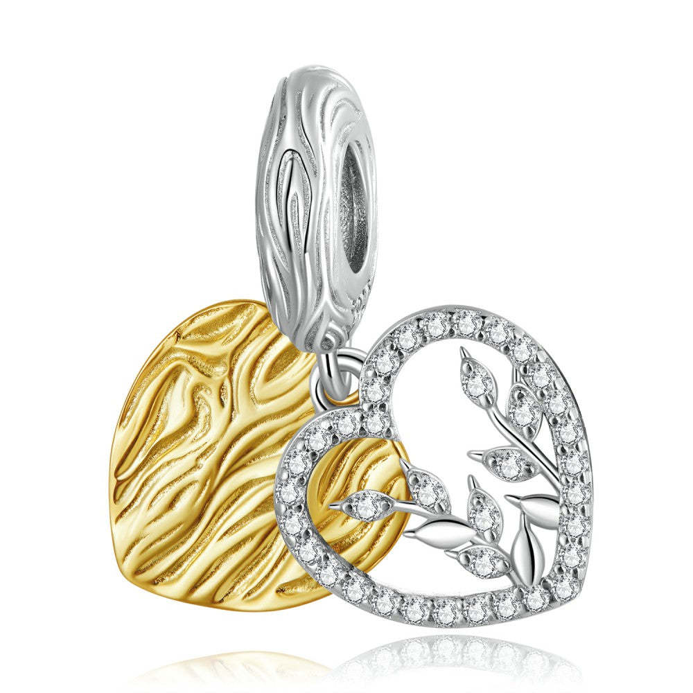 Ciondolo pendente con foglie a cuore in argento sterling 925 yb2465