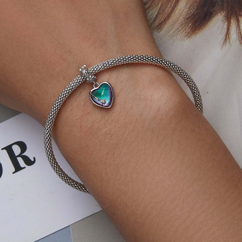 ciondolo portafortuna blu con stelle pendenti in argento sterling 925 yb2472