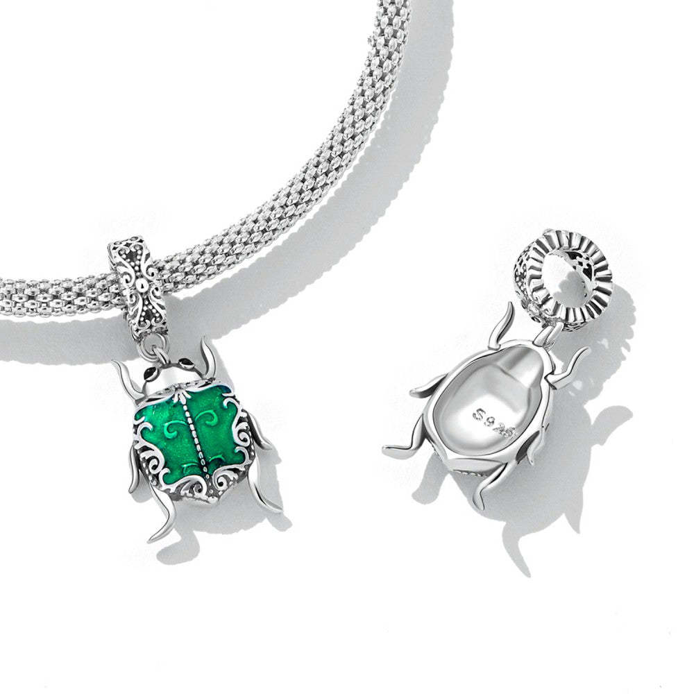 ciondolo pendente elfo scarabeo verde in argento sterling 925 yb2481