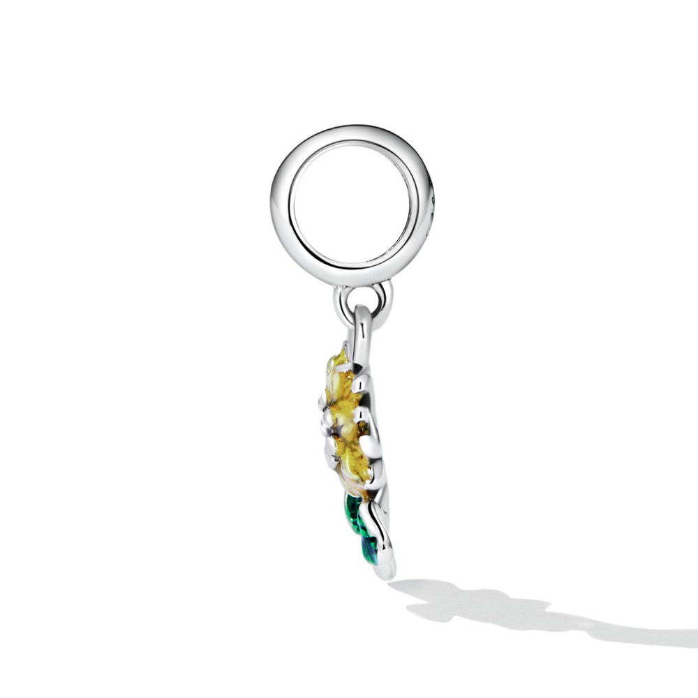 ciondolo pendente girasole con zirconi gialli in argento sterling 925 yb2490