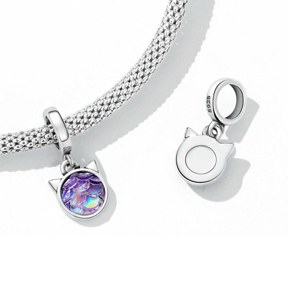 Ciondolo pendente gattino colorato in argento sterling 925 yb2492