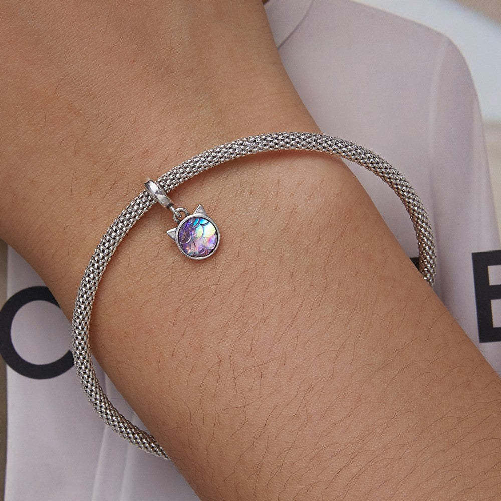 Ciondolo pendente gattino colorato in argento sterling 925 yb2492