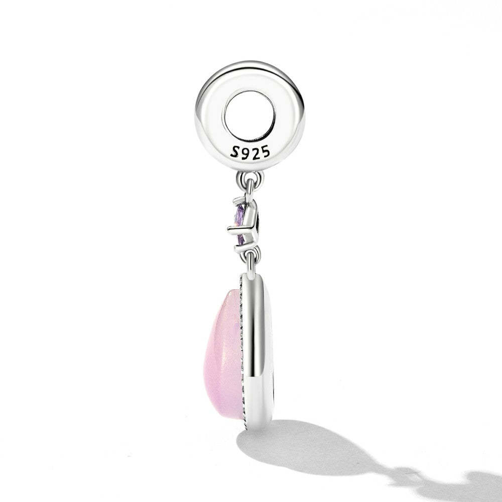 ciondolo pendente goccia d'acqua rosa in argento sterling 925 yb2494