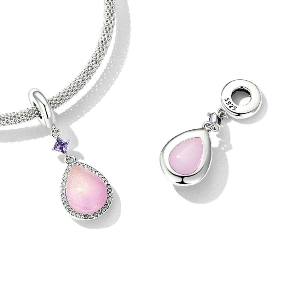 ciondolo pendente goccia d'acqua rosa in argento sterling 925 yb2494