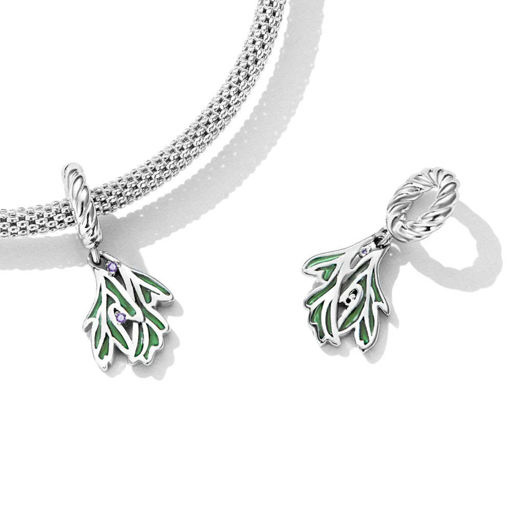 ciondolo pendente foglie verdi in argento sterling 925 yb2497