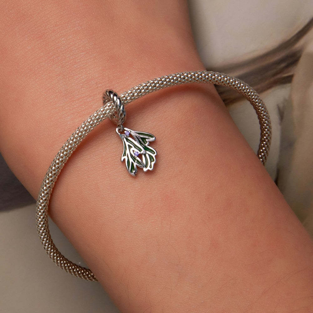 ciondolo pendente foglie verdi in argento sterling 925 yb2497