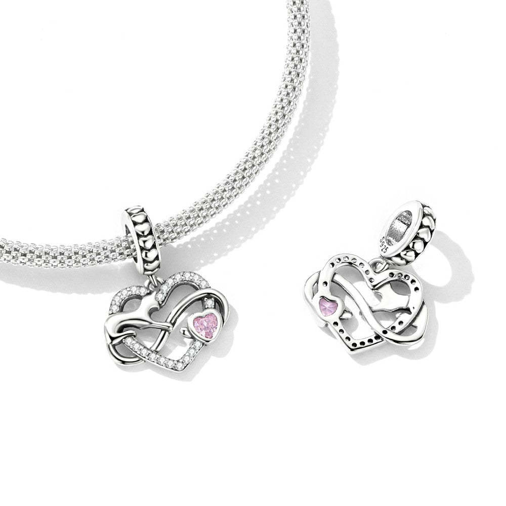 Ciondolo pendente a forma di cuore con gattino in argento sterling 925 yb2500