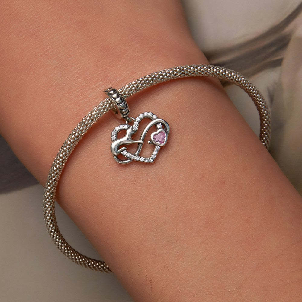 Ciondolo pendente a forma di cuore con gattino in argento sterling 925 yb2500