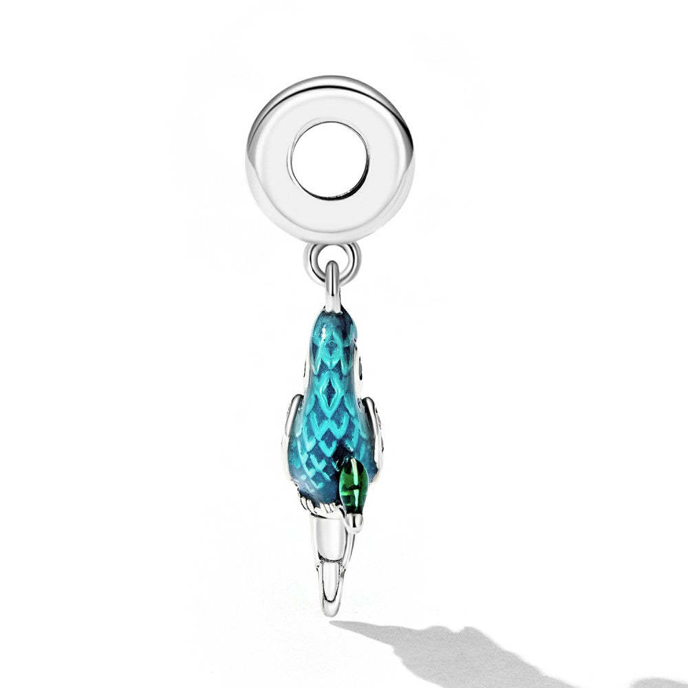 Ciondolo pendente pappagallo blu in argento sterling 925 yb2508
